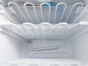 interno del frigorifero con ghiaccio