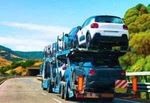 bisarca su strada durante il trasporto auto